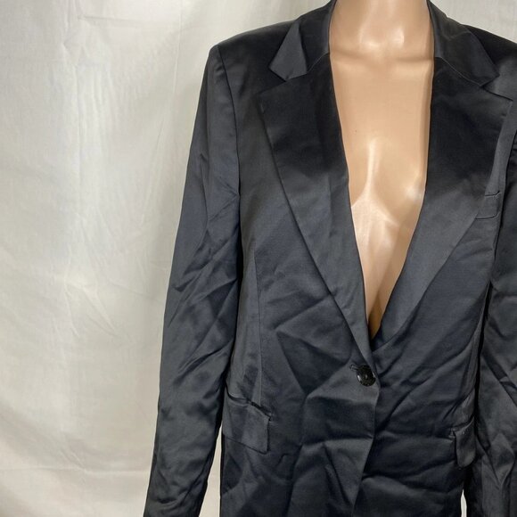 NEW BANANA REPUBLIC  Women's Satin Single-Breasted Suit Jacket Size 12T Black - Picture 11 of 14